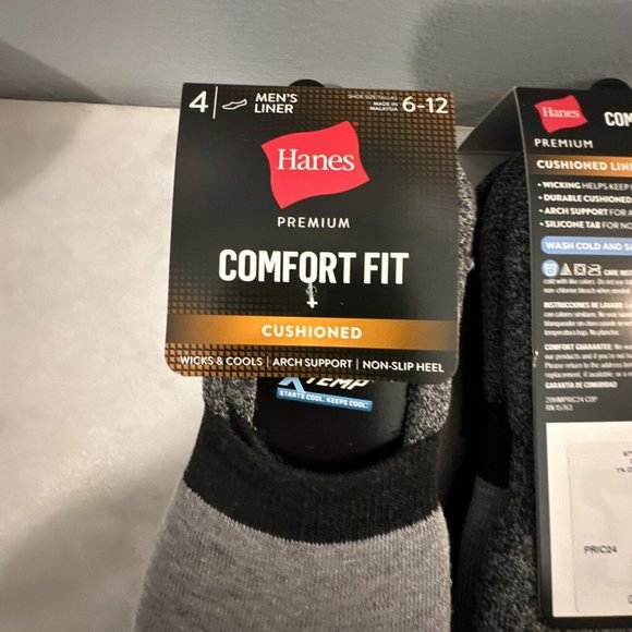 Hanes men’s premium cushioned liner 2 of four (4) socks in each pack total of 8 - Picture 3 of 8